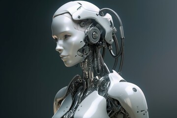 Poster - Robot female head. Generate Ai