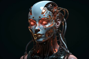 Poster - Futuristic robot female. Generate Ai