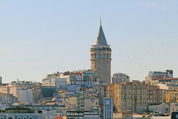 Wall Mural - Galata Tower, view from the Golden Horn Bay in Istanbul