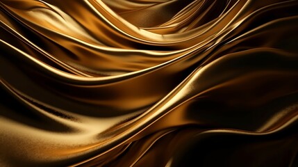 Golden silk waving, wallpaper, Generative AI