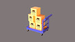 3d trolley with boxes on a gray background