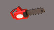 low poly 3d chainsaw on gray background