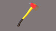 3d model of a fire ax on a gray background
