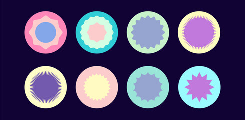 Poster - Retro star shapes. Set of star shapes and circles.