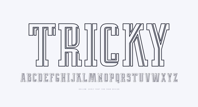Hollow decorative serif font with interweaving stripes
