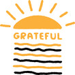 Grateful word and sunshine inspire concept png