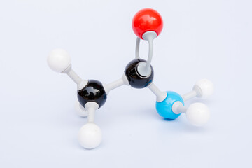 Poster - Ethanamide molecular structure isolated on white background. Chemical  formula is CH3CONH2,, Chemistry molecule model for education on white background