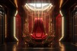 Royal Throne Room in red   and gold color in futuristic style  - Ai Generative.