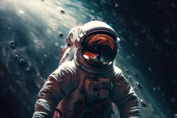 Wall Mural - Space suits isolated on space background.  Ai generated.