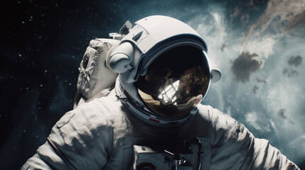 Wall Mural - Space suits isolated on space background.  Ai generated.