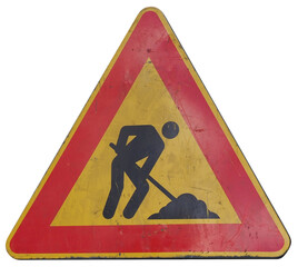 Sticker - road works sign with copy space transparent PNG