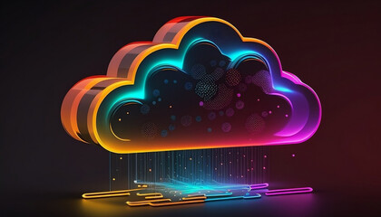 Wall Mural - Cloud Computing Creative Ad. Creative Illustration, High Quality Resolution, 8K, 3D Icon, Banner, Advertisement.