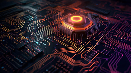 Abstract elements of circuits, technology. Generative AI