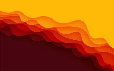 Wall Mural - abstract orange red color dynamic wavy overlap layers papercut background. eps10 vector