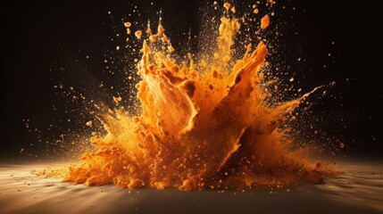 Poster - Abstract orange dust explosion background. Generative ai