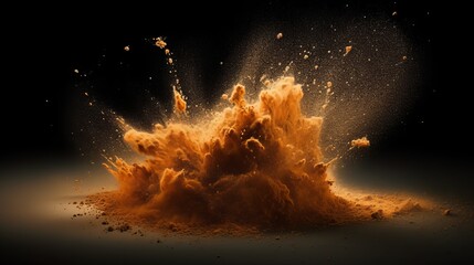 Poster - Abstract orange dust explosion background. Generative ai