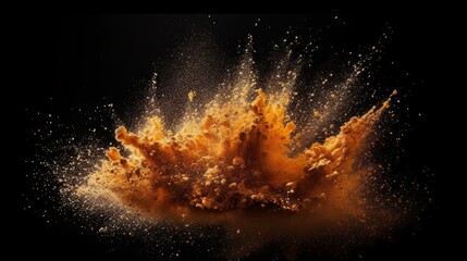 Poster - Abstract orange dust explosion background. Generative ai