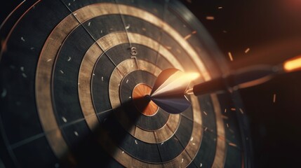 Leinwandbilder - Arrow hitting the center of target illustration. Generative ai