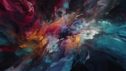 Poster - Beautiful abstract galaxy with colors background. Generative AI