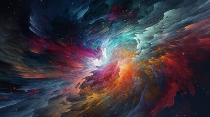 Poster - Beautiful abstract galaxy with colors background. Generative AI