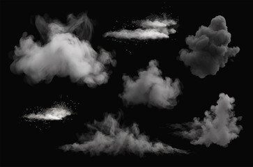 Aufkleber - Black smoke trails isolated on black background. Vector illustration