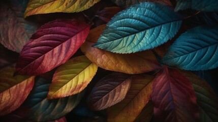 Aufkleber - Colorful leaves background. ai generative edited illustration