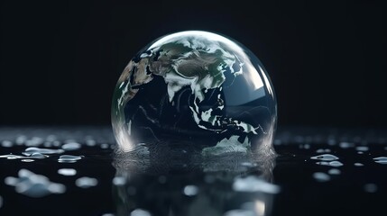 Poster - Water drop with earth for World Water Day. Generative AI