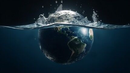 Poster - Water drop with earth for World Water Day. Generative AI