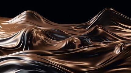 Poster - An abstract background with a wavy design in brown and brown tones, with a black background and a brown and white stripe at the bottom of the image. Generative ai