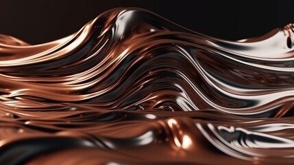 Poster - An abstract background with a wavy design in brown and brown tones, with a black background and a brown and white stripe at the bottom of the image. Generative ai