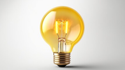 Aufkleber - Yellow Light bulb isolated on white background, big idea, generative ai