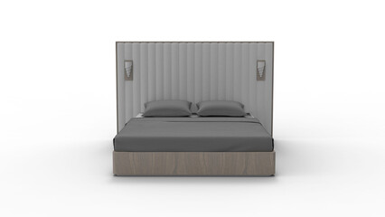 Wall Mural - wooden bed front view with shadow 3d render