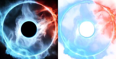 Poster - a magical ring consisting of blue and red smoke, showcasing an ethereal and mystical quality. perfec