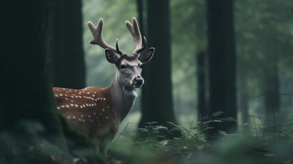 Wall Mural - deer in the woods