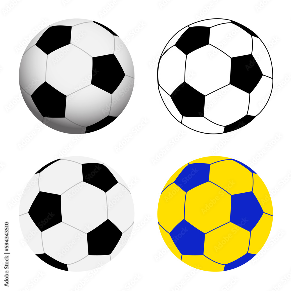 Vector illustration. Soccer balls isolated on white background. Stock ...