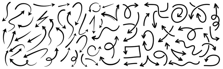Poster - Set of black hand drawing arrows doodle