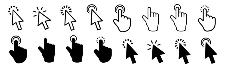 Fototapete - Click hand and click arrow web collection