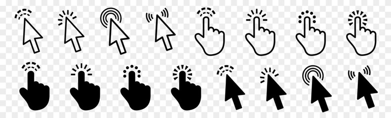 Fototapete - Click hand and click arrow web collection