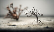  A Couple Of Strange Looking Objects On A Table Top With A Blurry Background Of A Tree Branch And Another Object In The Foreground.  Generative Ai