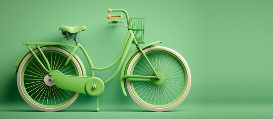 World Bicycle Day with green bicycle, Generative ai