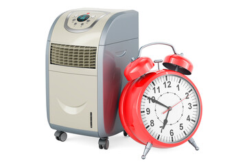 Poster - portable conditioner with alarm clock, 3d rendering
