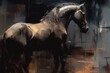 Koń abstrakcyjny kolorowy akrylowy obraz Generative AI
