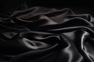 a black background with a very large amount of satin material in it's folds and a black background with a very large amount of satin material in it's folds.  generative ai