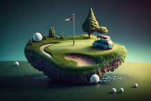 Abstract Mini Golf Course Field, AI Generated