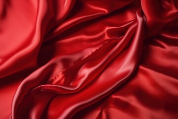  a close up view of a red satin fabric with a very soft feel to it's fabric material, which is very soft and soft.  generative ai