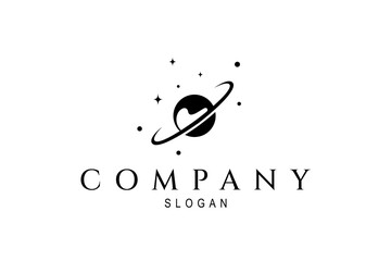 Wall Mural - vector logo on which an abstract image of a planet with an orbit in outer space.