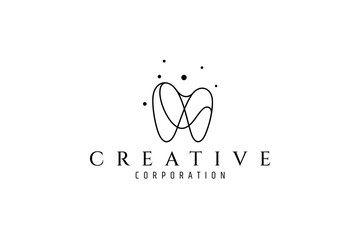 Wall Mural - Teeth logo in linear design style