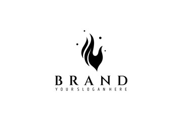 Wall Mural - flame logo vector with black color flat design style