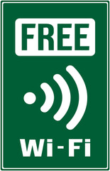 Wall Mural - Green sign that says : wi-fi is free. Free access