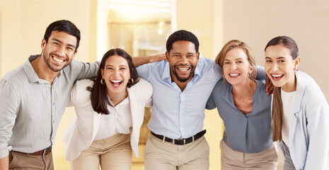 Poster - Success is sure once you have confidence. Portrait of a diverse group of businesspeople huddled together in an office.